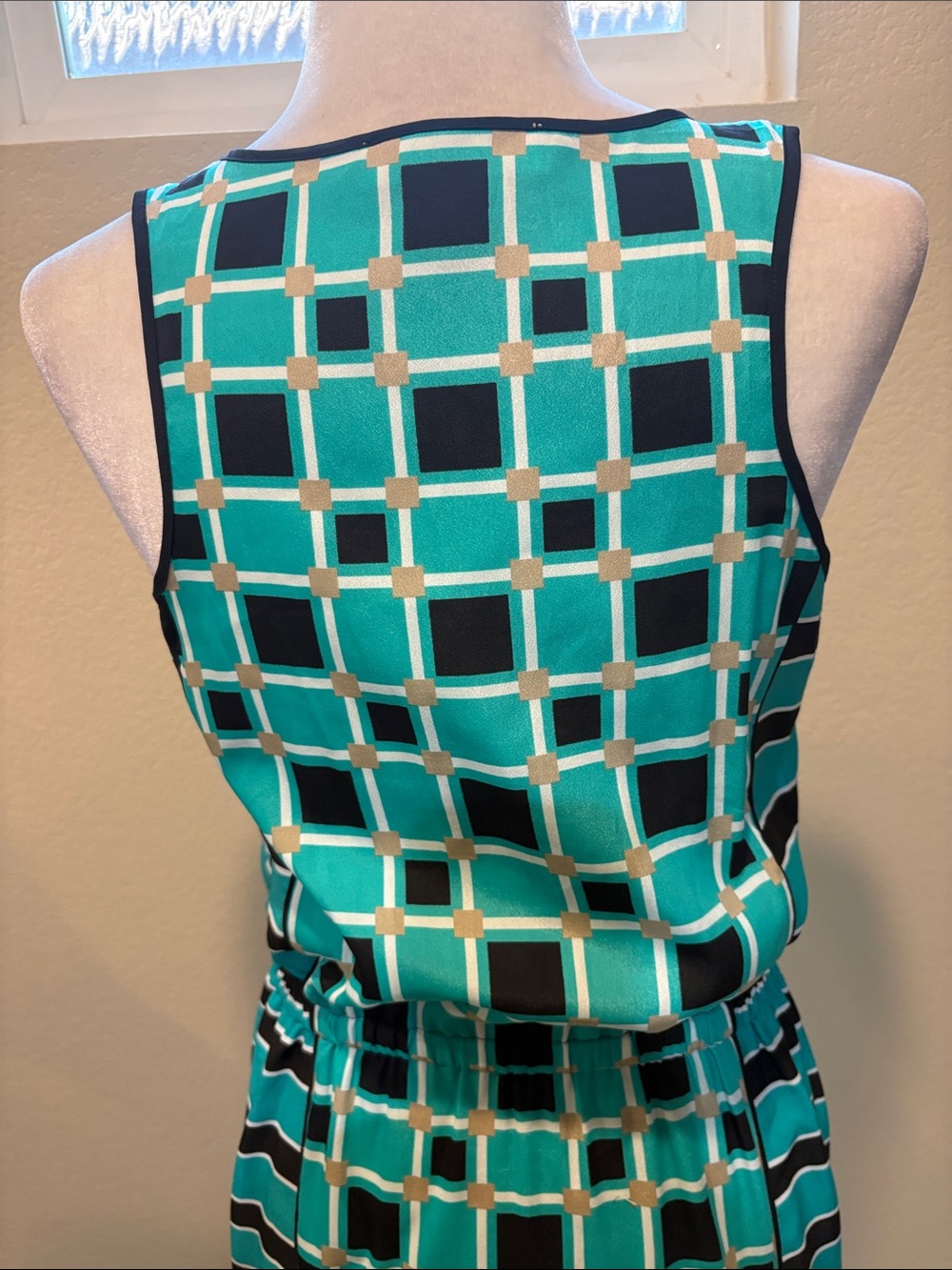 MICHAEL Michael Kors Teal and Black Geometric Print Maxi Dress - Picture 8 of 13